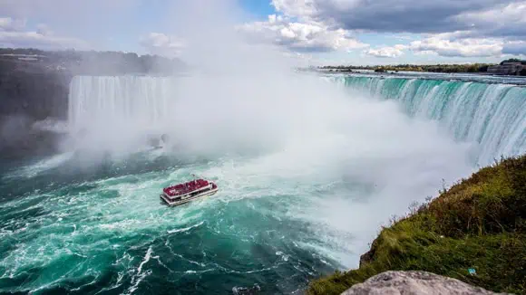 These waterfalls span the border between the province of Ontario in Canada and which state in the USA? - New York, Michigan, California, Utah